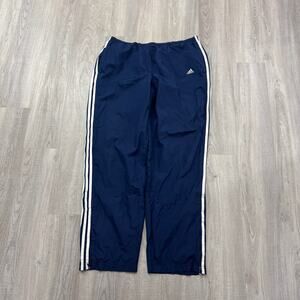 Vintage Adidas Windbreaker Track Pants Men's XL Blue White Striped y2k Baggy